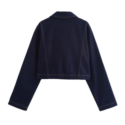 Cross-border new products 2024 European and American style women's foreign trade wholesale ZRA in stock design short Denim shirt