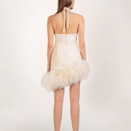 European and American Cross-Border Fashion Sexy Socialite Party Banquet Bandage Dress Tassel Halter Neck Banquet Dress