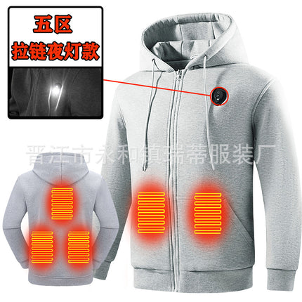 Cross-Border Multi-Zone Heating Sweatshirt for Men, Outdoor Smart Heating Luminous Lamp Design Heating Sweatshirt, Cross-Border Popular Sweatshirt