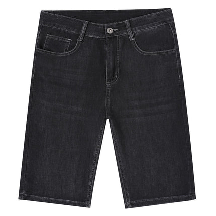 Camonqi Denim Plus-Size Men's Summer Thin Breathable Knee-Length Shorts with Washed Finish