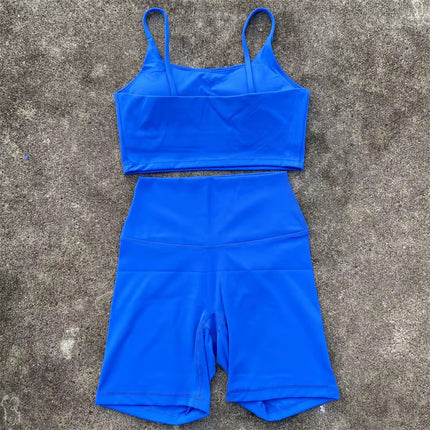 Women's Tight Yoga Cycling Shorts suit U-Shaped Strap Bra Outer Wear Sports Underwear gym yoga set