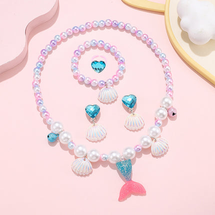 mermaid necklace diy pearl non-allergic beaded suit children cute mermaid princess necklace jewelry