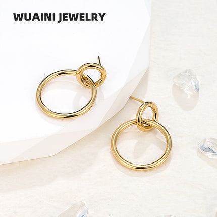 Minimalist Metal Hoop Earrings with a Magazine Style, Trendy and Cool Titanium Steel Stud Earrings for Women