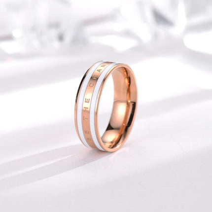 Japanese and Korean dw ring fashion explosion lovers ring 18k rose gold plain ring simple stainless steel ring tide jewelry