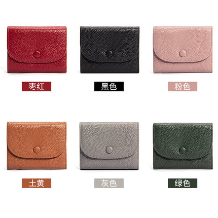 Top Layer Cowhide Small Purse Mini Simple Solid Color New Leather Coin Card Bag with Full Leather Coin Purse for Women