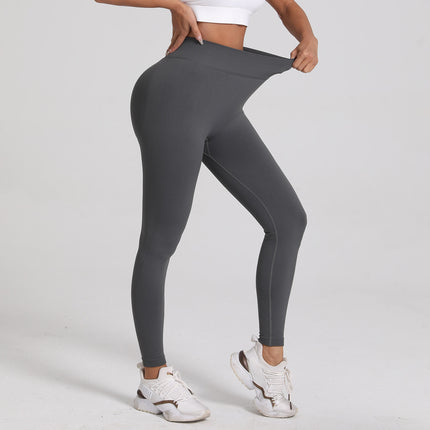 Europe and the United States new no embarrassment line peach hip seamless fitness yoga pants back V waist hip tight sports pants