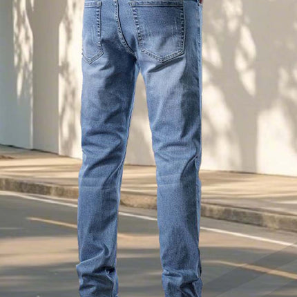 Men's Jeans Spring and Autumn Straight-Leg Trendy Classic Retro Cotton Stretch Comfortable Breathable Versatile Slim-Fit Pants Trendy Brand