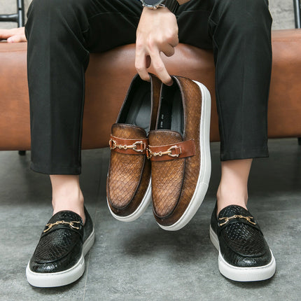 2025 Cross-border AliExpress Men's Business Casual Board Shoes British Leather Shoes Men's Shoes Slip-on Loafers Explosion