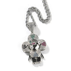 Silver color zirconium pendant+3mm24inch twist chain