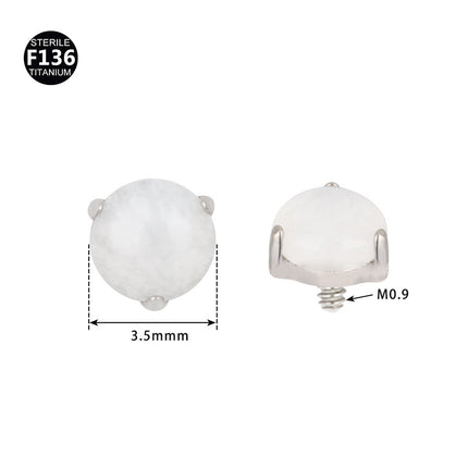 F136 titanium alloy 3.5mm natural stone 0.9 tooth puncture jewelry internal thread lip nail earring factory in stock wholesale