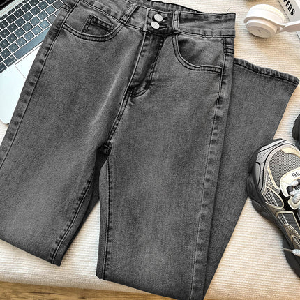 Micro flared jeans women's high waist 2024 new spring and autumn tight slimming stretch straight loose mop pants fashion