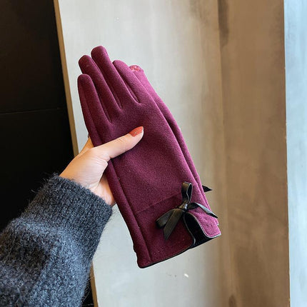 Winter Women's Velvet Thickeneded Plush German Velvet Gloves for Cycling and Driving, Warm and Touch-Screen Cold-Proof German Velvet Gloves