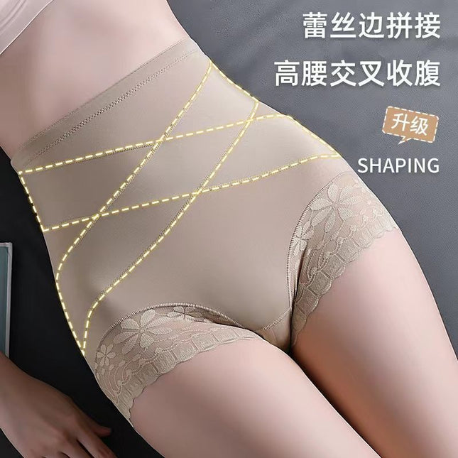 New High Waist Belly Hip-lifting Panties Women's Lace Sexy Seamless Shaped Breathable Leggings Safety Pants Briefs
