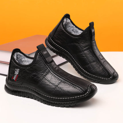 Men's Winter Cotton Boots New Cross-Border Fleece-Lined Thickened Warm Shoes for Middle-Aged and Elderly Dads Non-Slip Slip-On Casual Shoes