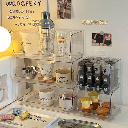 Mug Storage Box Desktop Double-Layer Cup Rack Water Cup Coffee Shelf Cup Tea Cup Storage Rack Transparent Acrylic
