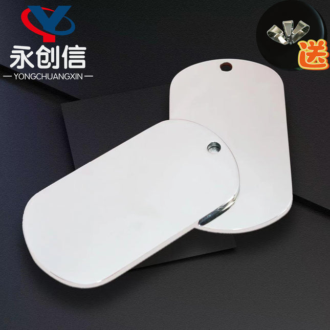 Military-Style Stainless Steel Blank Titanium Steel Pendant with Engraving, Tag for Foreign Trade Jewelry, Cross-Border Signage, Custom Nameplate