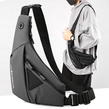 Multi-functional Chest Bag Men's Casual All-match Commuter Outdoor Crossbody Bag Bags Printable Logo Korean Style Simple Men's Bag