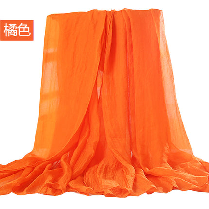 Simulated Silk Scarf Women's Long Oversized Red Gauze Scarf Sun Protection Shawl Beach Towel Catwalk Performance Pure Color Thin Section