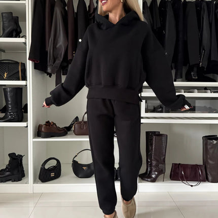 2026 Amazon European and American New Trendy Fashion Set for Women, Long-Sleeve Hooded Sweatshirt and Jogger Pants Two-Piece Set for Women