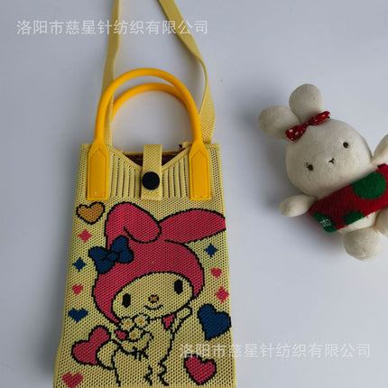 Girl's Heart-Shaped Knitted Crossbody Bag