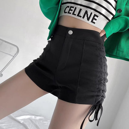 Hot Hot New Sexy 2024 High Waist Tight Pants Drawstring Spring and Summer Slimming Super Shorts Women's Pure Desire Style