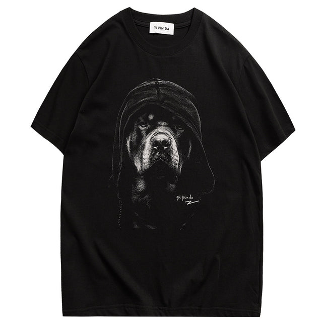 Kangli Kornit direct injection men's short-sleeved T-shirt women's clothing European and American fashion brand dog head print loose youth couple wear