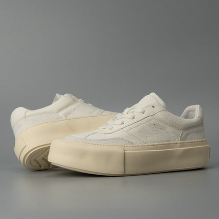 Thick Sole Board Shoes Simple Business Sports Leisure Style Design Sense Trendy Shoes Cowhide Men's Explosive Genuine Leather Low-Top Board Shoes