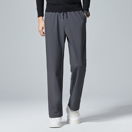 Weilong Garment Elastic Waist Casual Pants Men's Velvet Warm Pants Autumn and Winter New Straight-Leg Coldproof Thickened Pants