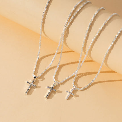 Europe and the United States cross-border foreign trade popular star necklace shiny sparkling cross pendant chain ladies