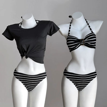 Source Manufacturer Cross-Border Bikini Thai Split Three-Piece Long Skirt Mesh Sexy Hot Girl Vacation Small Breast Swimsuit