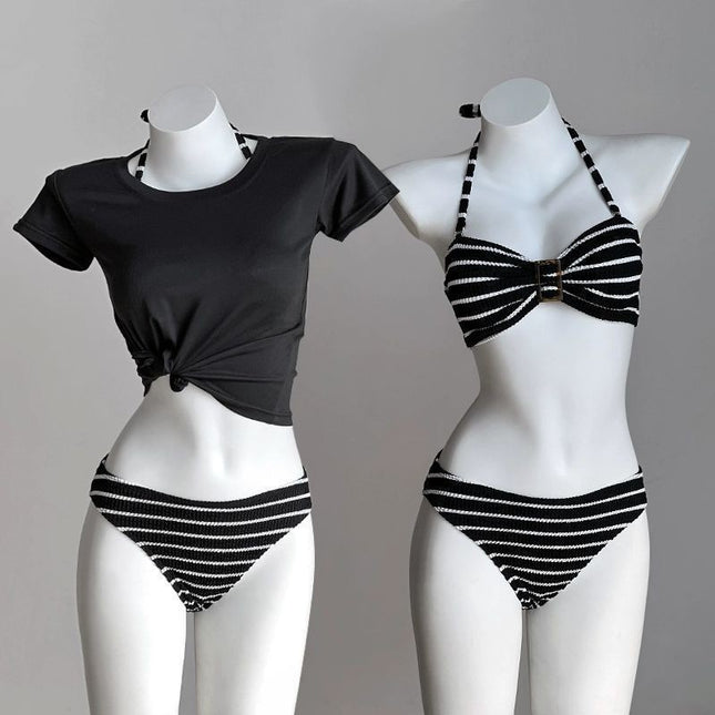 Source Manufacturer Cross-Border Bikini Thai Split Three-Piece Long Skirt Mesh Sexy Hot Girl Vacation Small Breast Swimsuit