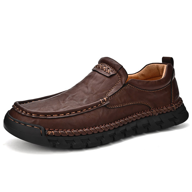 Leather Shoes for Men 2025 New Autum Soft-Soled Casual Non-Slip Slip-On Loafers for Men Middle-Aged and Elderly Dad Shoes Men's Shoes