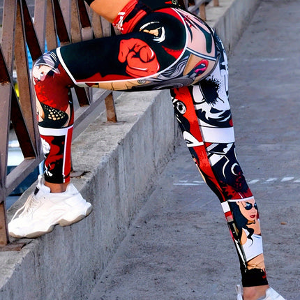 Stretchy High Waist Fitness Yoga Leggings - Fashion Print