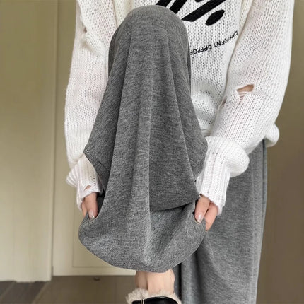 light gray Glutinous Rice Pants Women's 2024 Spring, Autumn and Winter New High Waist Hanging Straight Casual Wide Leg Pants