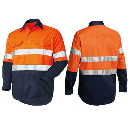 Pure Cotton Export Work Shirt Long-Sleeved Labor Protection Auto Repair Welding Construction Oil Field Gas Station Workshop Reflective Pants