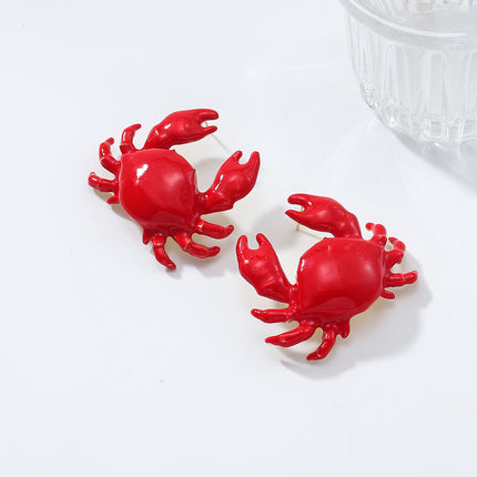Za European and American Summer Natural Style Marine Elements Red Crab Earrings Women's Fashion Vacation Beach Earrings Cross-Border Supply