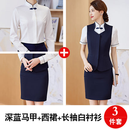 Spring and Autumn 2023 Commuter New wine red Long Sleeve Suit I Also Blouse Pants Skirt Four-Piece Suit