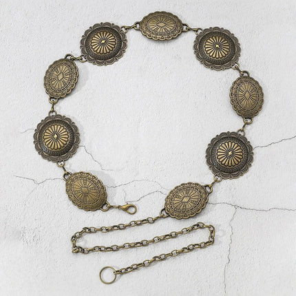 European and American high-end fashion metal waist chain retro Bohemian style Joker waist chain exaggerated single circle waist chain wholesale