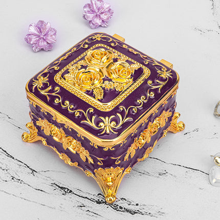 Cross-border E-commerce European-style Retro Metal Jewelry Box Exquisite Enamel Color Necklace Jewelry Storage Box Princess Jewelry Box