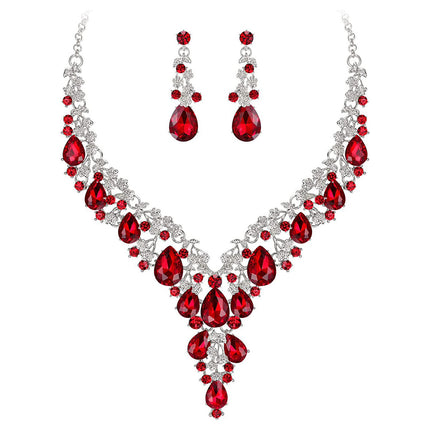 Factory Direct Sales of Cross-Border Popular Water Drop Necklace and Earrings Jewelry Sets, Wedding Dresses, Evening Wear, New Jewelry Accessories