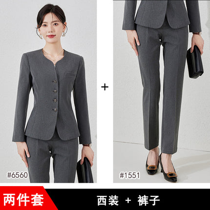 High-end professional suit suit female autumn high-end temperament jewelry hotel manager front desk reception beauty salon overalls
