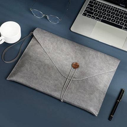 Leather File Bag A4 File Bag Briefcase Button Business Office Storage Portable Large Capacity Custom Folder