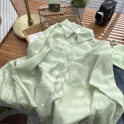 Looking forward to summer ~ French cotton and linen sunscreen shirt women's cotton and linen thin shirt high-grade anti-wrinkle long sleeve coat