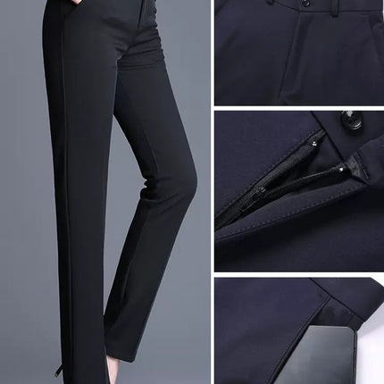 Trousers Women's Black Work Professional Straight-Leg Women's Pants High Waist Work Dress Pants Slim Look Suit Pants Draped Pants