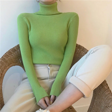 Factory direct turtleneck sweater women's autumn and winter all-match inner slim fit slim top black fashion knitted base shirt