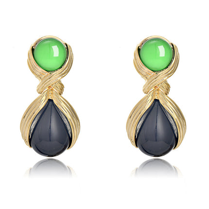 Vintage Second-Hand Pearl Silver Needle Earrings, French-Style Light Luxury Fashion Creative Water Drop Glass Vintage Earrings