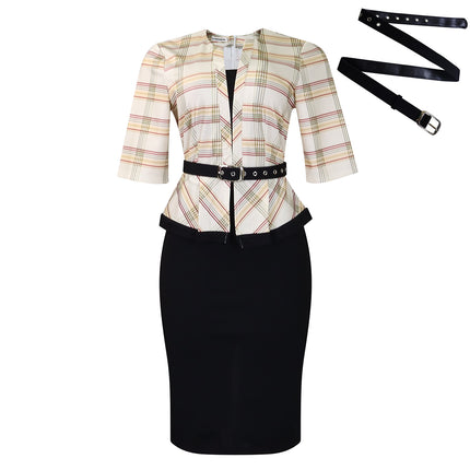 D573 Export Women's Clothing Amazon New Fashion Elegant Splicing Hip Ol Pencil Skirt African European and American Dress