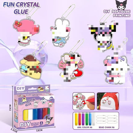 DIY children's crystal plastic painting suit graffiti free plastic painting window pendant keychain sun catcher toy
