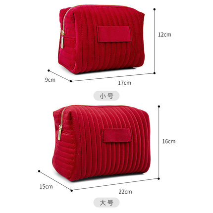 Etsy Cross-Border Popular Embroidered Striped Velvet Makeup Bag, High-Quality, Soft and Skin-Friendly Cosmetic Storage Bag