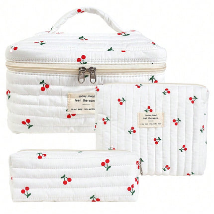 2025 Small Fresh and Cute Cotton Cosmetic Bag Niche Portable Toiletry Cosmetics Bag Floral Ins Cute Box Bag Box